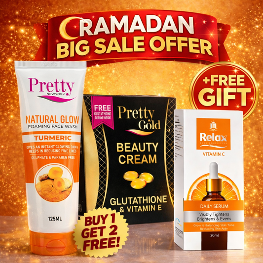 Relax Vitamin C Face Serum 30ml + Indian Pretty Beauty Cream+ Pretty Wash Face